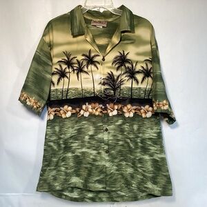 Winnie Fashion Blue Hawaii Sunset and Palms Hawaiian Shirt Men’s Size XL